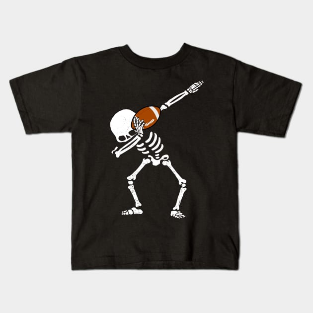 Halloween Dabbing Skeleton FOOTBALL T-Shirt Dab Soccer Ball Kids T-Shirt by vo_maria